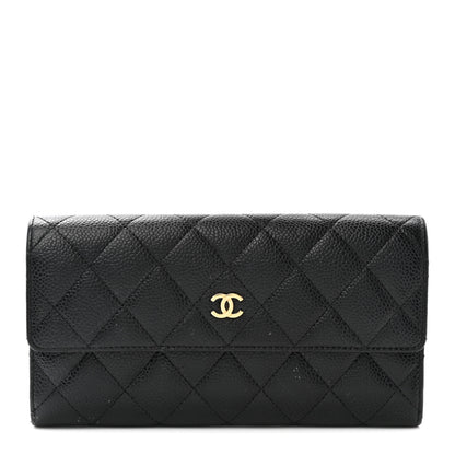 Chanel Caviar Quilted Large Gusset Flap Wallet Black 1 of 11