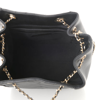 Chanel Calfskin Quilted Daily Chevron Drawstring Bag Black 7 of 10