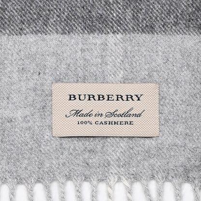 Burberry Cashmere Giant Check Fringe Scarf Pale Grey 4 of 6