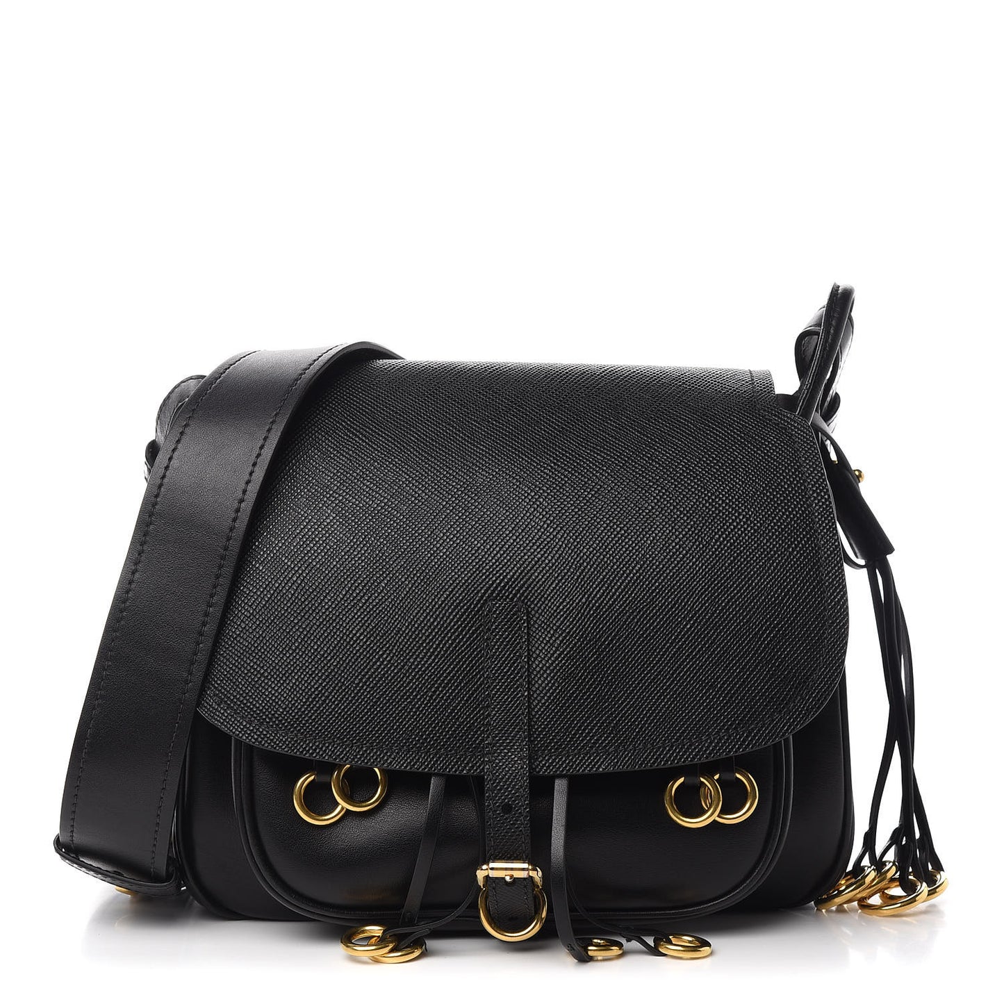 Saffiano Cuir Calf Corsaire Bag Black
