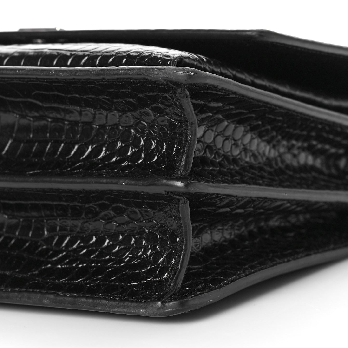 Calfskin Crocodile Embossed Medium Monogram Sunset Black