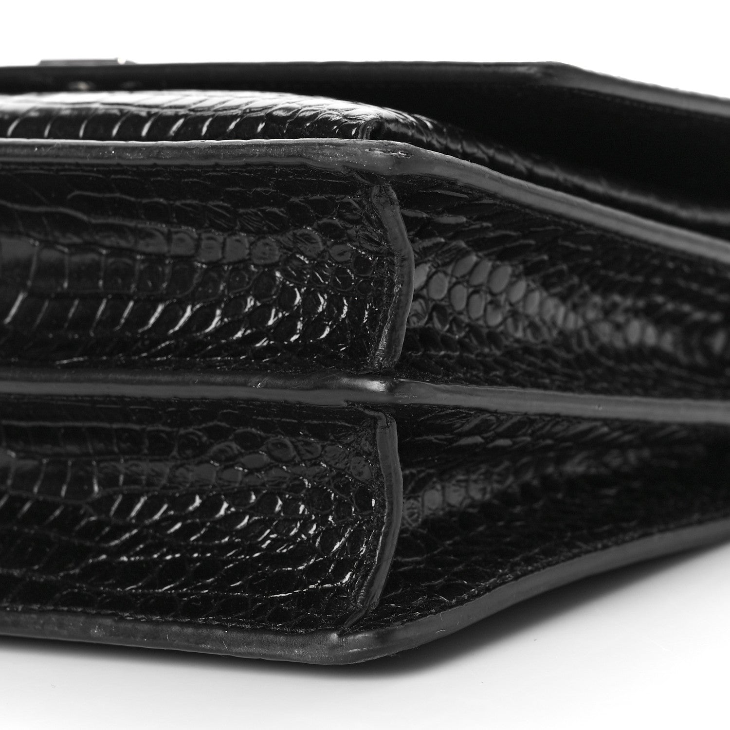 Saint Laurent Calfskin Crocodile Embossed Medium Monogram Sunset Black 9 of 9