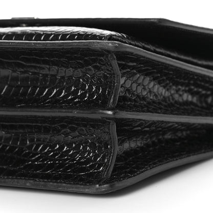 Saint Laurent Calfskin Crocodile Embossed Medium Monogram Sunset Black 9 of 9