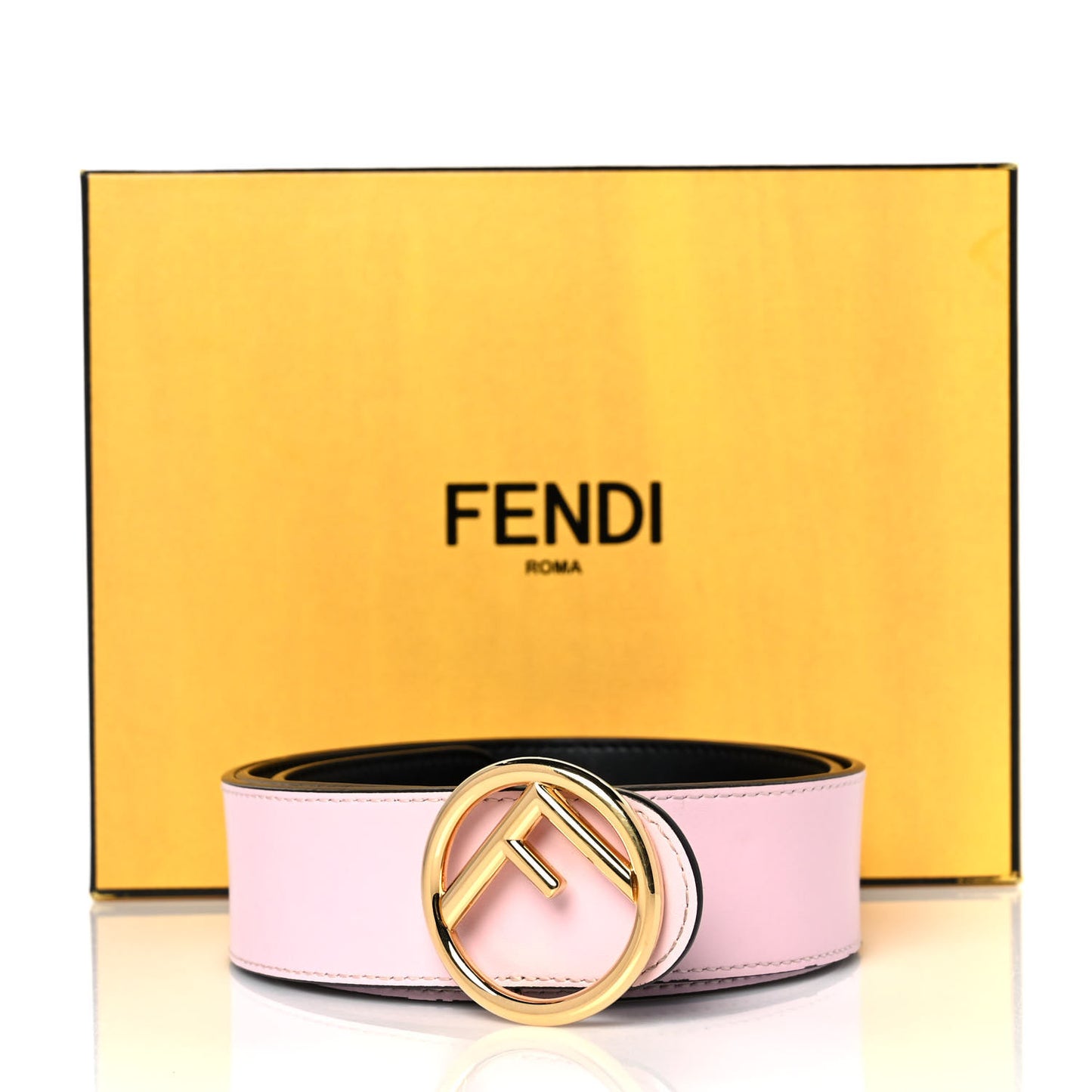 Vitello Liberty F is Fendi Bi-Color Reversible Belt 100 Black Peonia