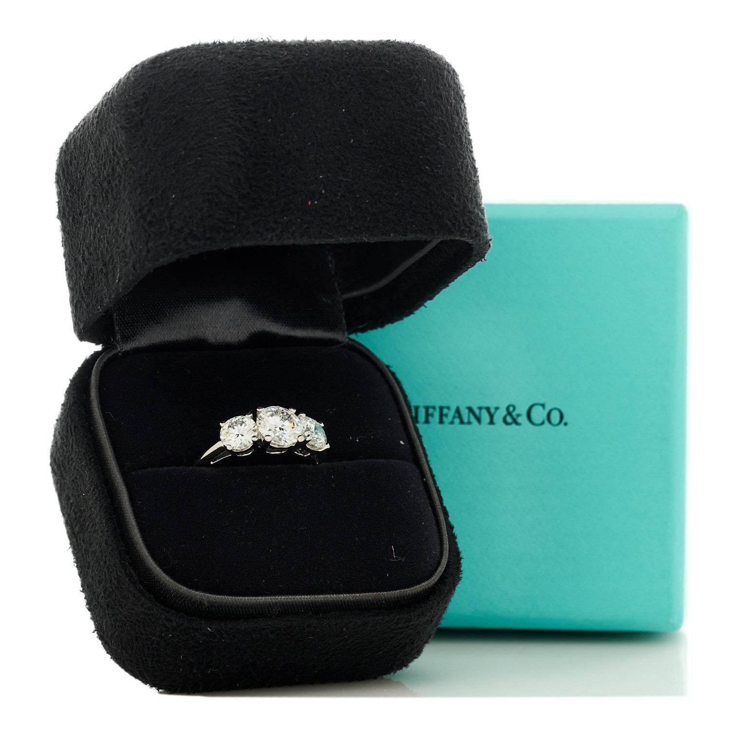 Tiffany Platinum Diamond 2.04ctw Three Stone Engagement Ring 52 6 4 of 4