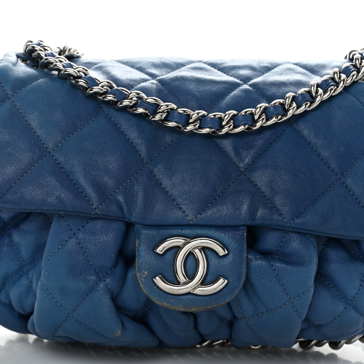 Chanel Washed Lambskin Quilted Medium Chain Around Messenger Blue 8 of 13
