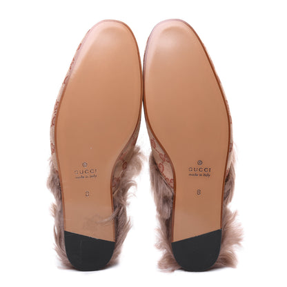 Gucci GG Monogram Fur Mens Princetown Slippers 8 Beige Ruggine Rust 5 of 9