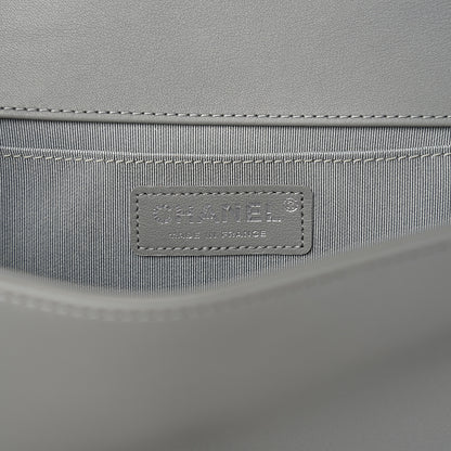 Chanel Calfskin Chevron Quilted Medium Boy Flap Grey 5 of 9