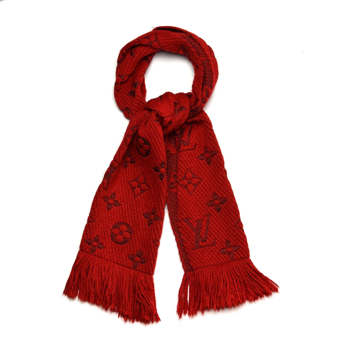 Wool Silk Logomania Scarf Rubis