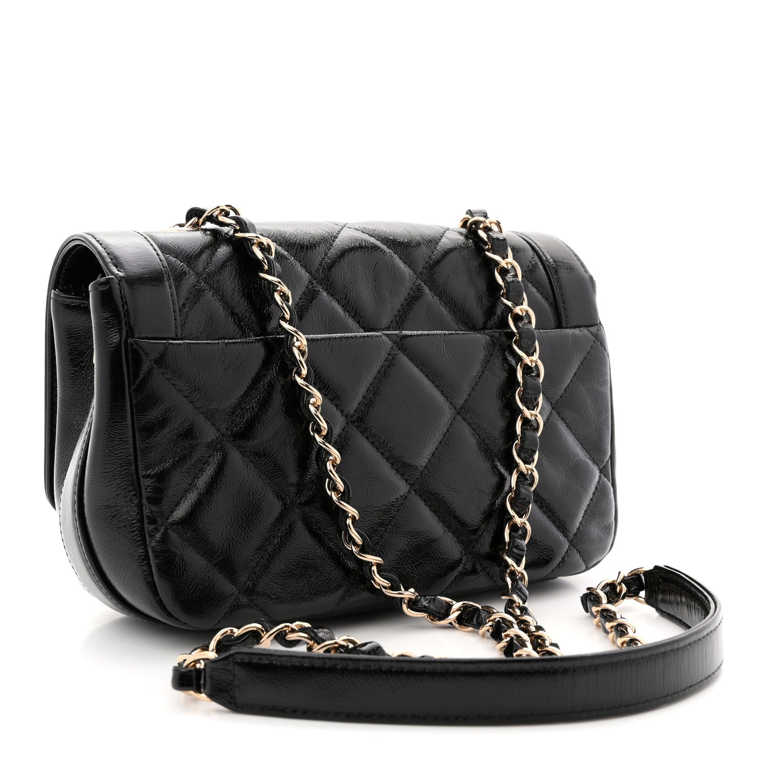 Chanel Crumpled Glazed Lambskin Quilted Mini Flap Black 3 of 11