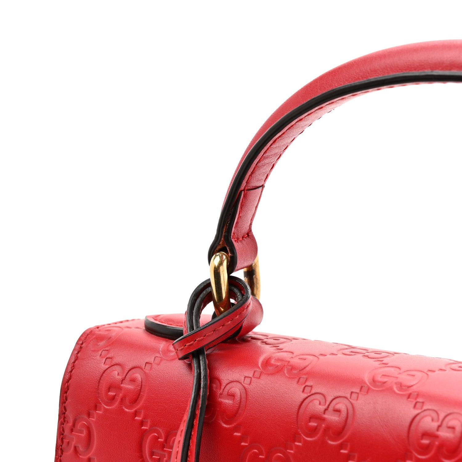 Gucci Guccissima Signature Small Padlock Top Handle Bag Hibiscus Red 15 of 17