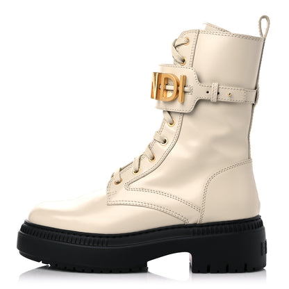 Fendi Vitello Abrasivato Fendigraphy 50mm Biker Boots 39 White 1 of 9