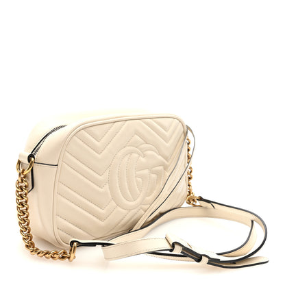 Gucci Calfskin Matelasse Small GG Marmont Chain Shoulder Bag White 3 of 10