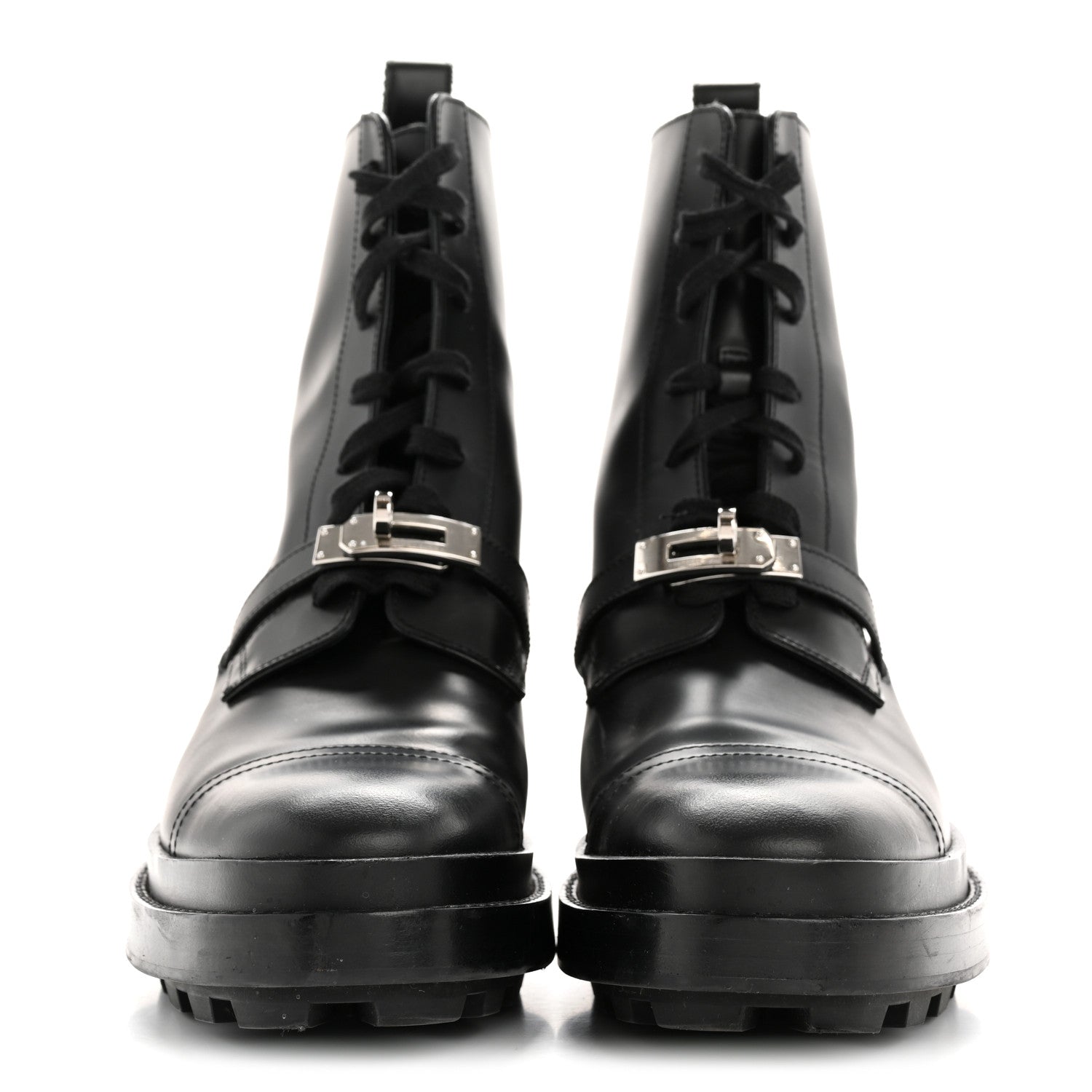 Hermes Glossed Calfskin Funk Ankle Boots 38 Black 3 of 12