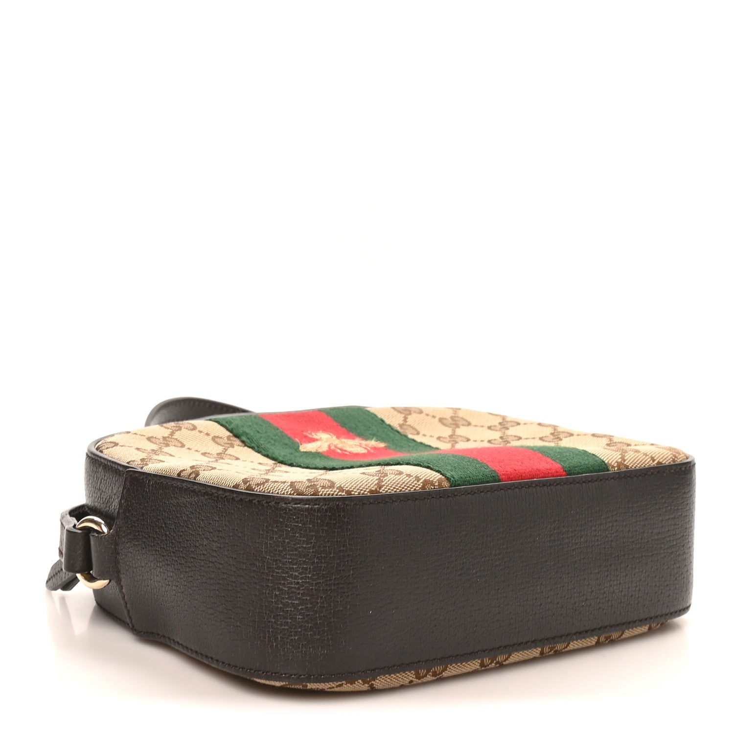 Gucci GG Supreme Monogram Web Small Webby Bee Shoulder Bag Dark Brown 4 of 10