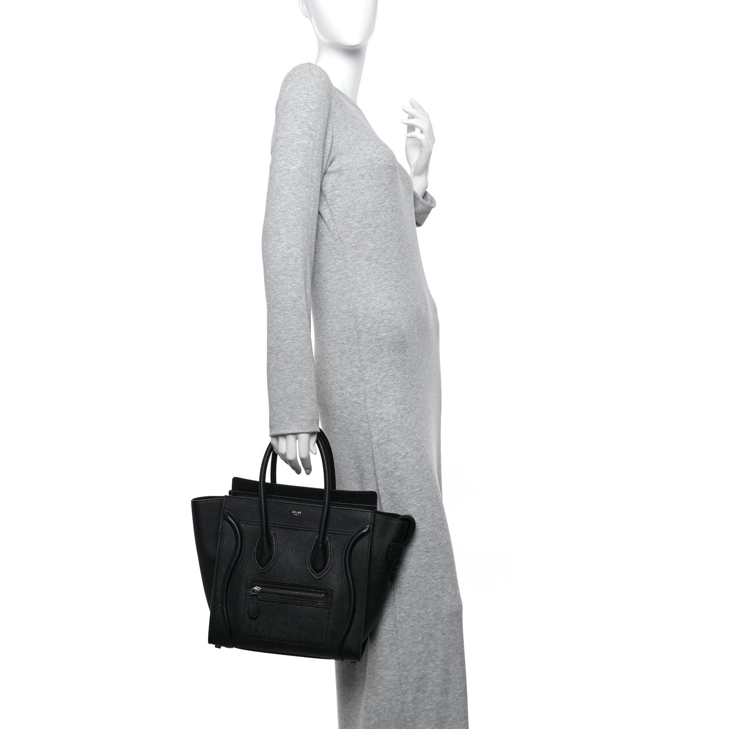 Celine Drummed Calfskin Micro Luggage Black 2 of 10