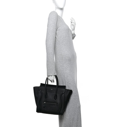 Celine Drummed Calfskin Micro Luggage Black 2 of 10
