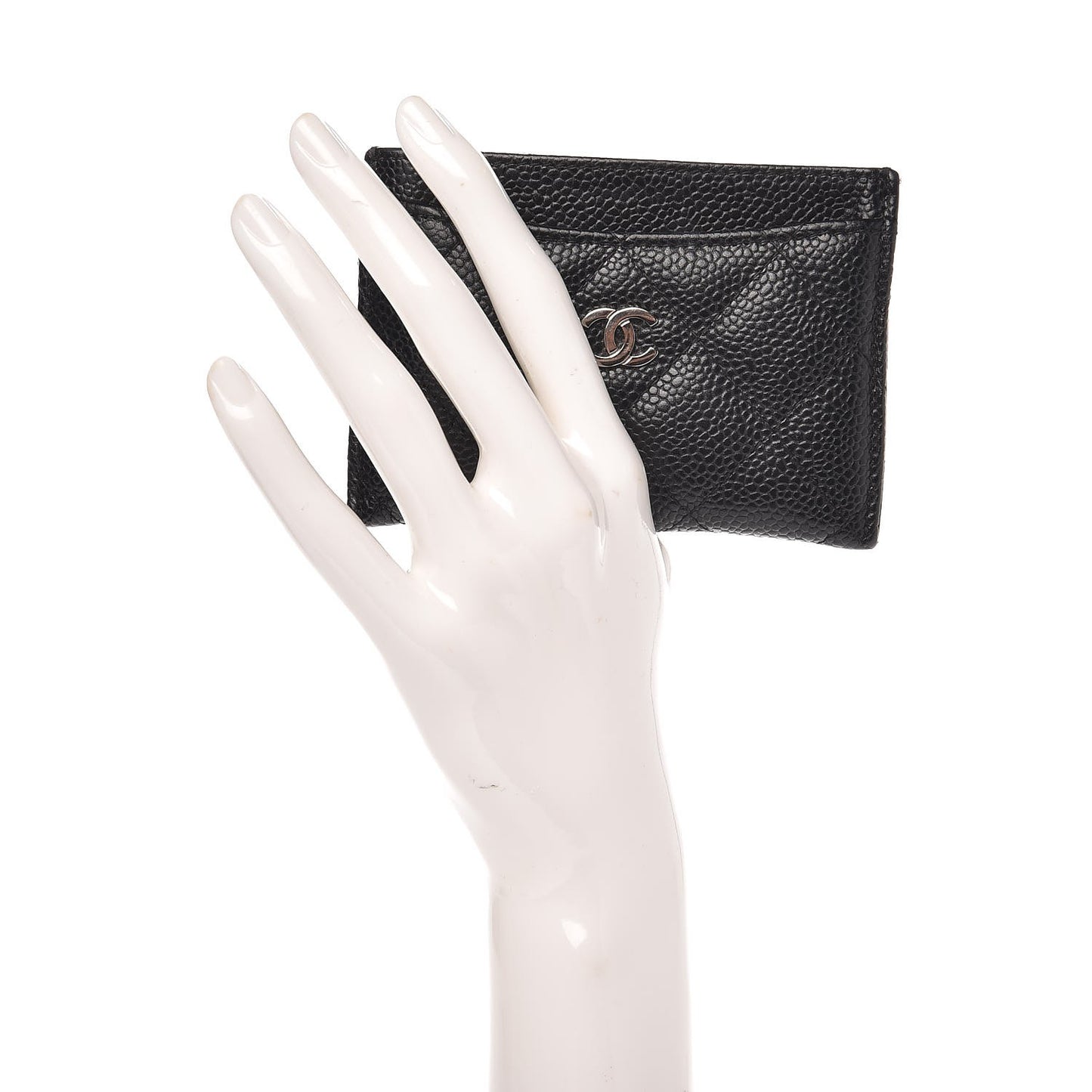 Caviar Quilted Card Holder Black