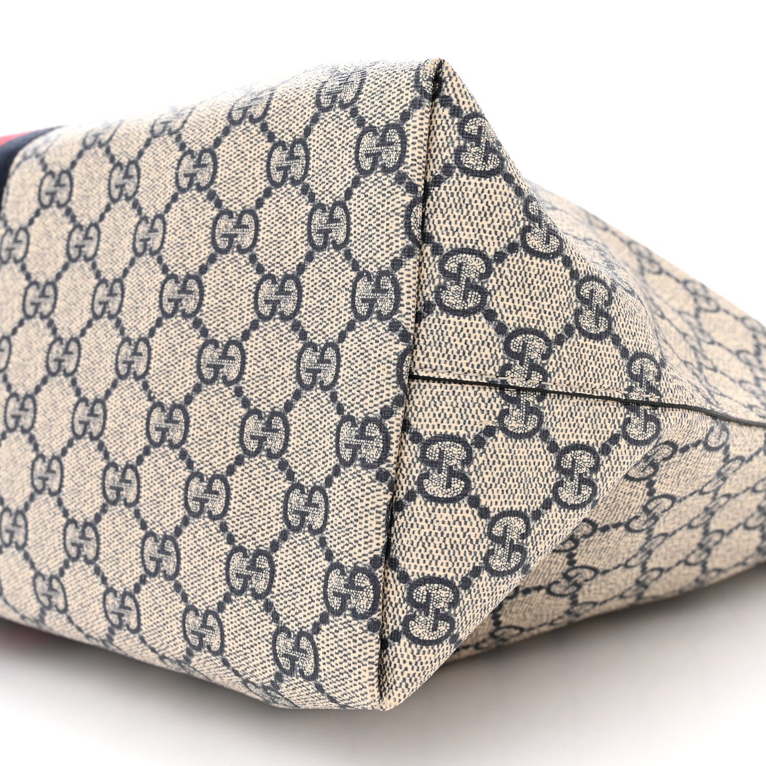 Gucci GG Supreme Monogram Textured Calfskin Web Medium Ophidia Shopping Tote Beige Blue 10 of 12