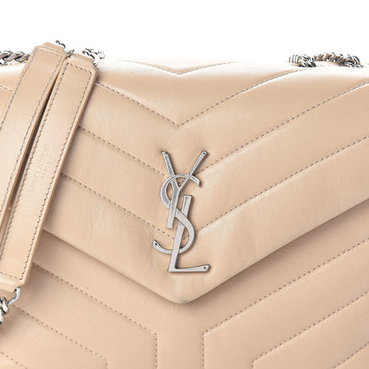 Saint Laurent Calfskin Y Quilted Monogram Small Loulou Chain Satchel Nude Powder 6 of 8