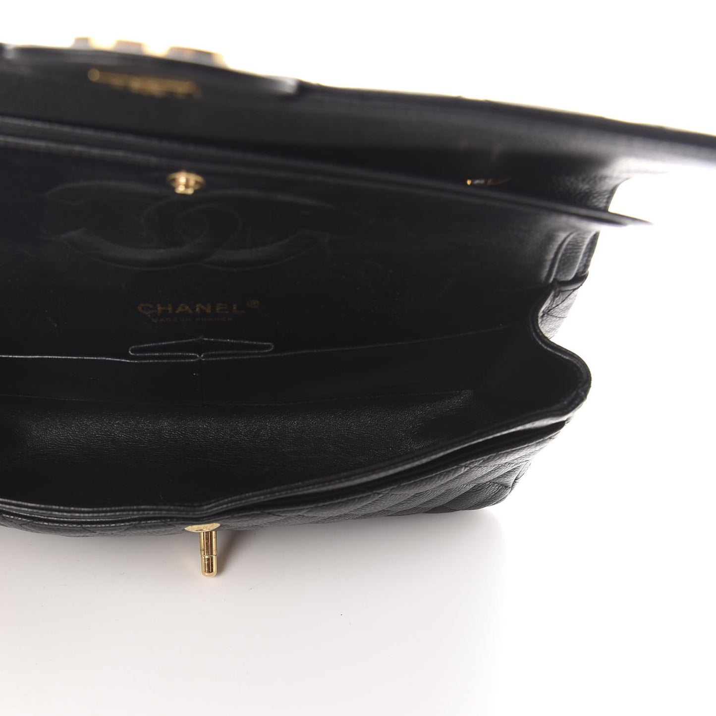 Caviar Quilted Medium Double Flap Black