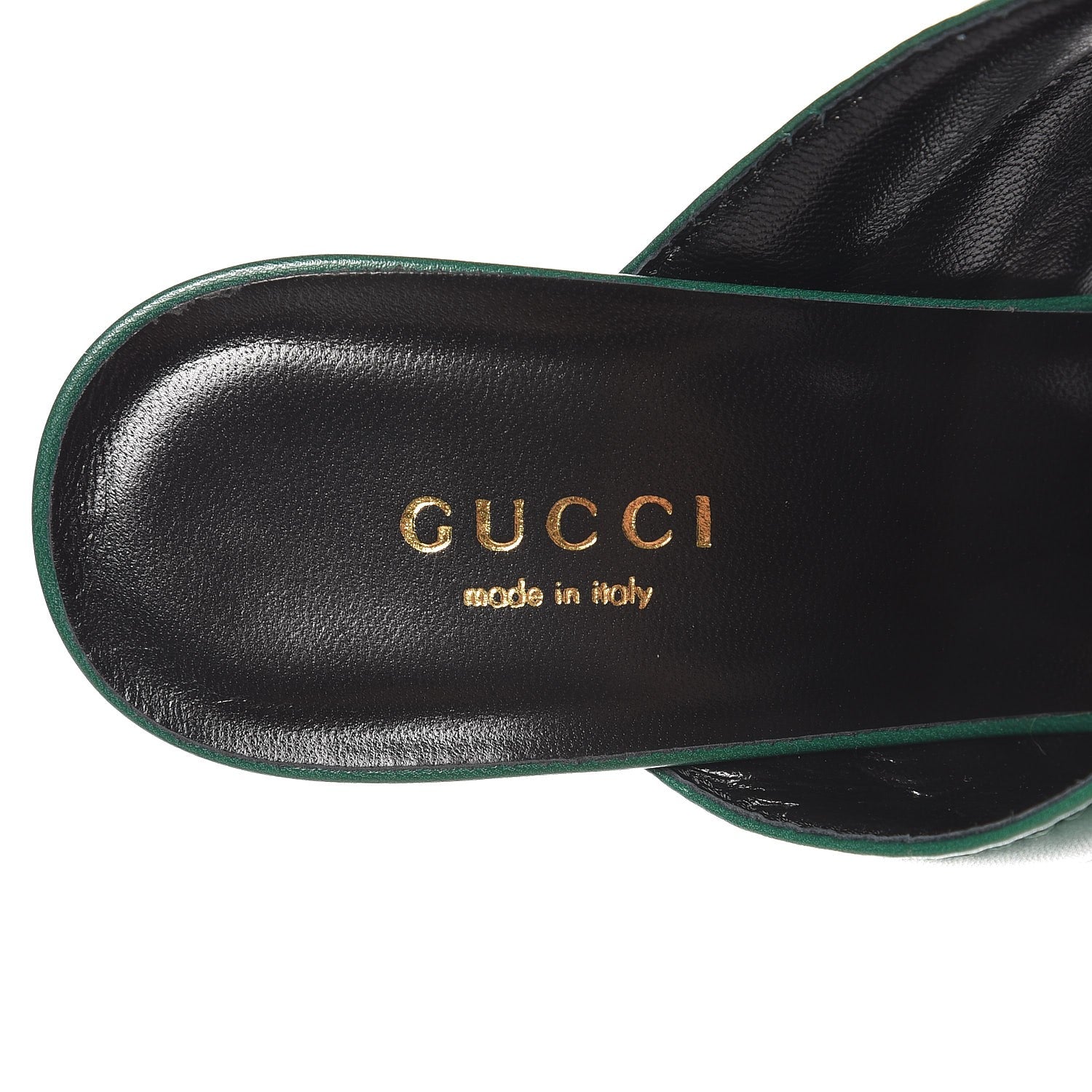 Gucci Malaga Kid Webby Crossover High Heel Slide Sandals 38.5 Emerald 7 of 10