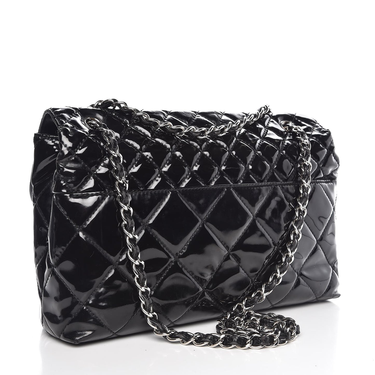 Vinyl Quilted In the Business Flap Bag Black