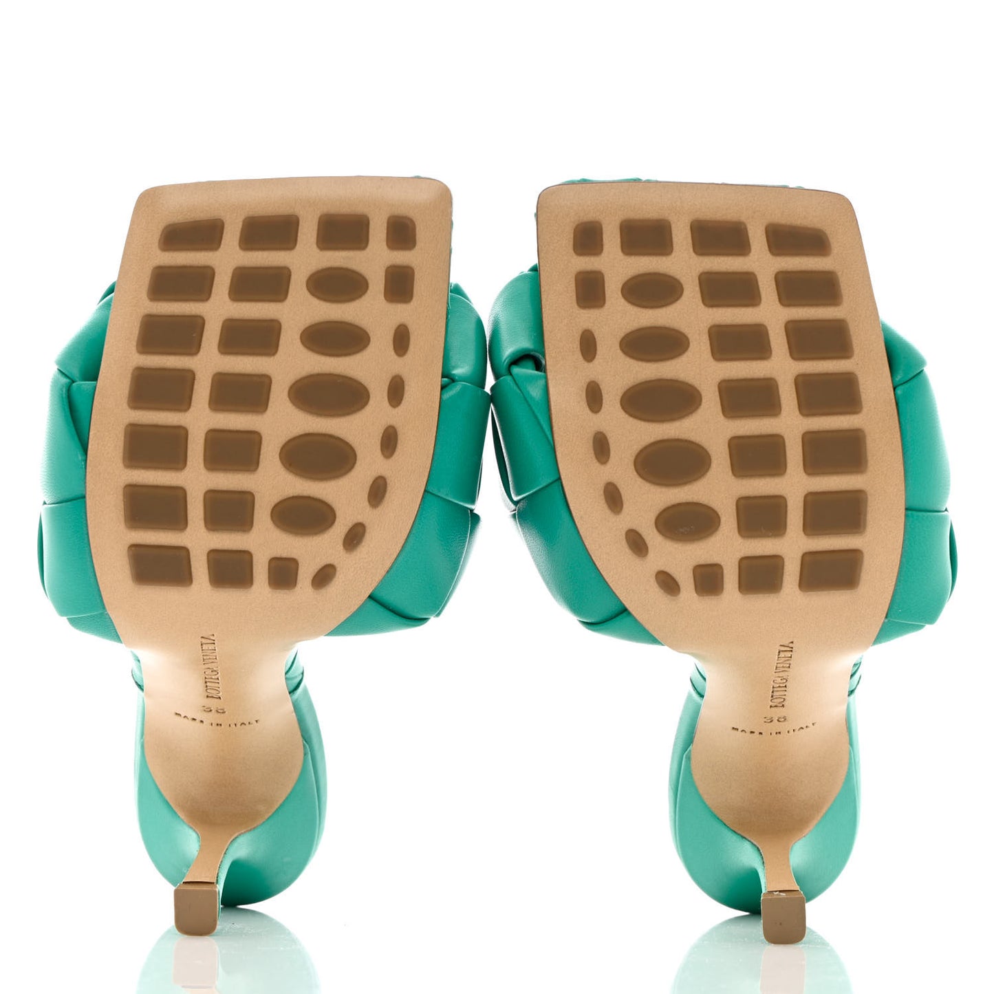 Nappa Maxi Intrecciato Lido 90mm Mule Sandals 38 Acid Turquoise