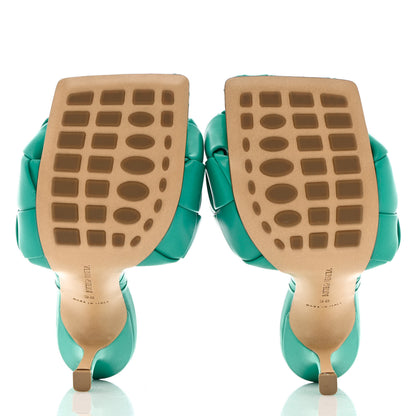 Bottega Veneta Nappa Maxi Intrecciato Lido 90mm Mule Sandals 38 Acid Turquoise 5 of 9