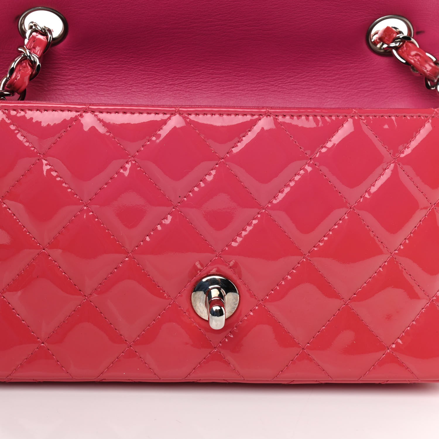 Chanel Patent Quilted Mini Rectangular Flap Pink 12 of 13