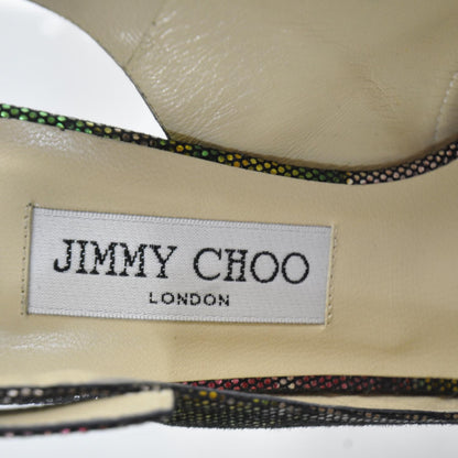 Jimmy Choo Pixelated Floral Slingback Heels 39 Metallic 7 of 7