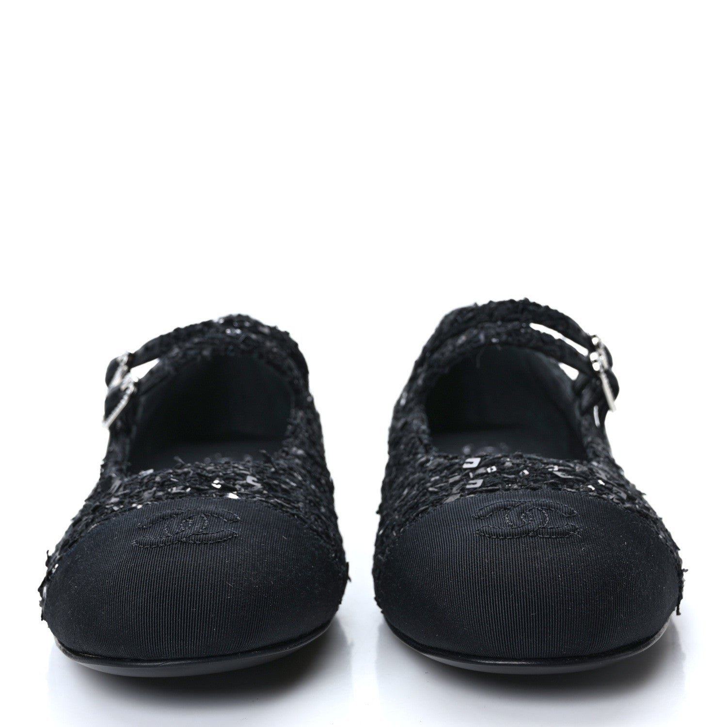 Chanel Tweed Patent Mary Jane Flats 41.5 Black 2 of 9