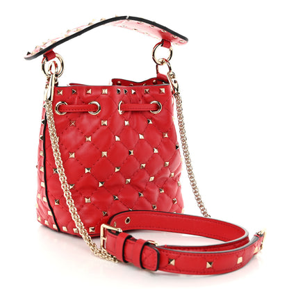 Valentino Garavani Nappa Mini Rockstud Spike Bucket Bag Rouge Pur 3 of 9