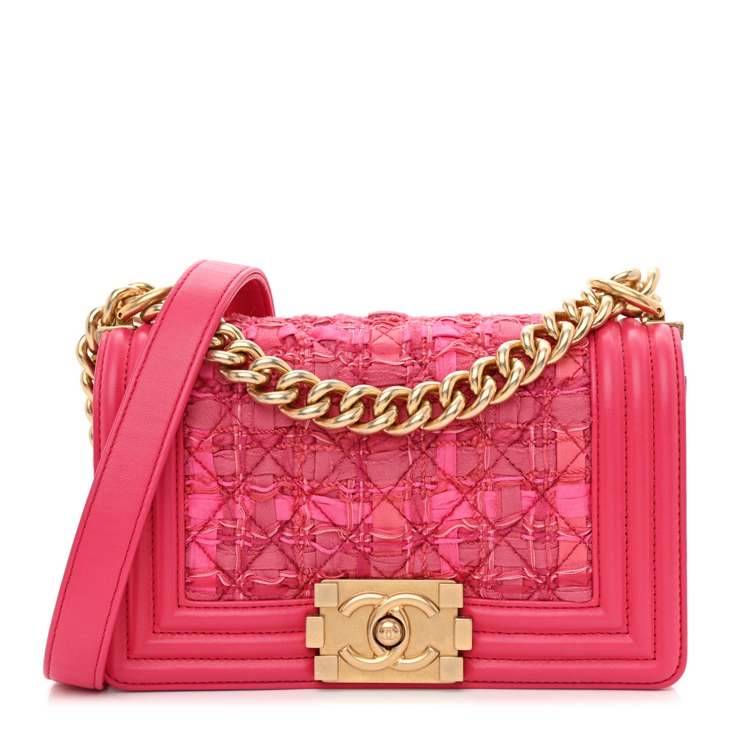 Chanel Lambskin Tweed Small Boy Flap Fuchsia 1 of 10