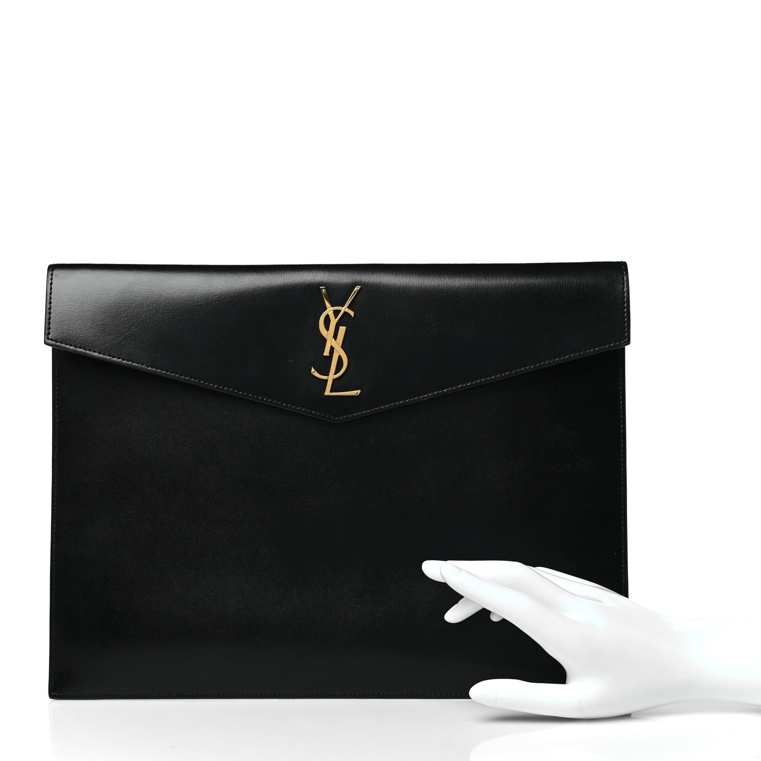 Saint Laurent Smooth Shiny Calfskin Monogram Uptown Baby Pouch Black 2 of 9