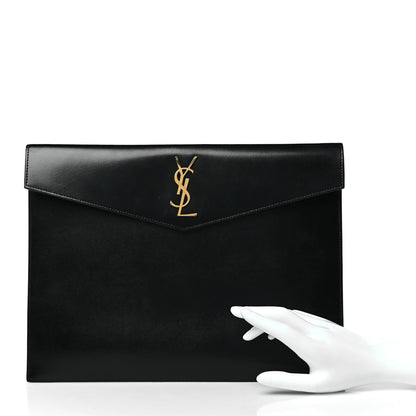 Saint Laurent Smooth Shiny Calfskin Monogram Uptown Baby Pouch Black 2 of 9