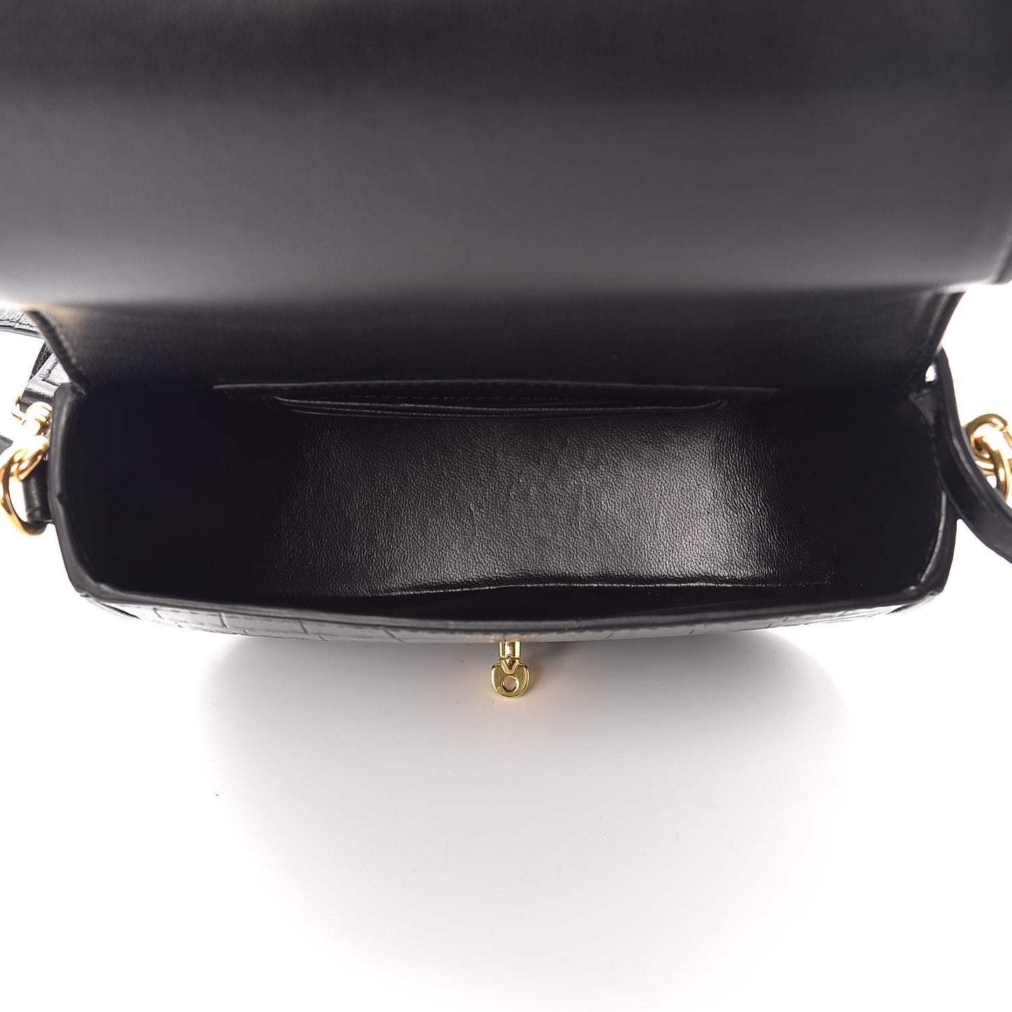 Deep Calfskin Crocodile Embossed Small Darley Black