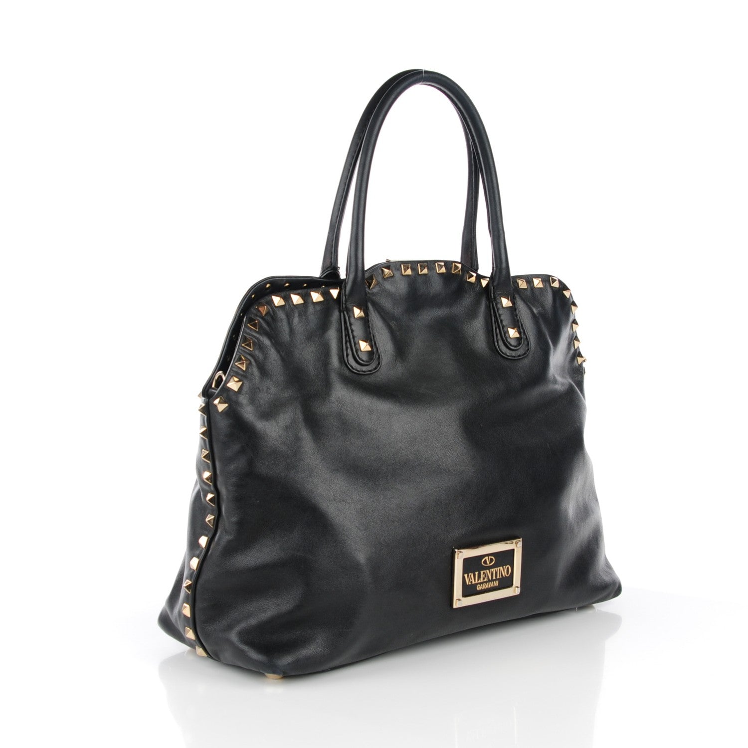 Valentino Garavani Vitello Rockstud Dome Satchel Black 3 of 7