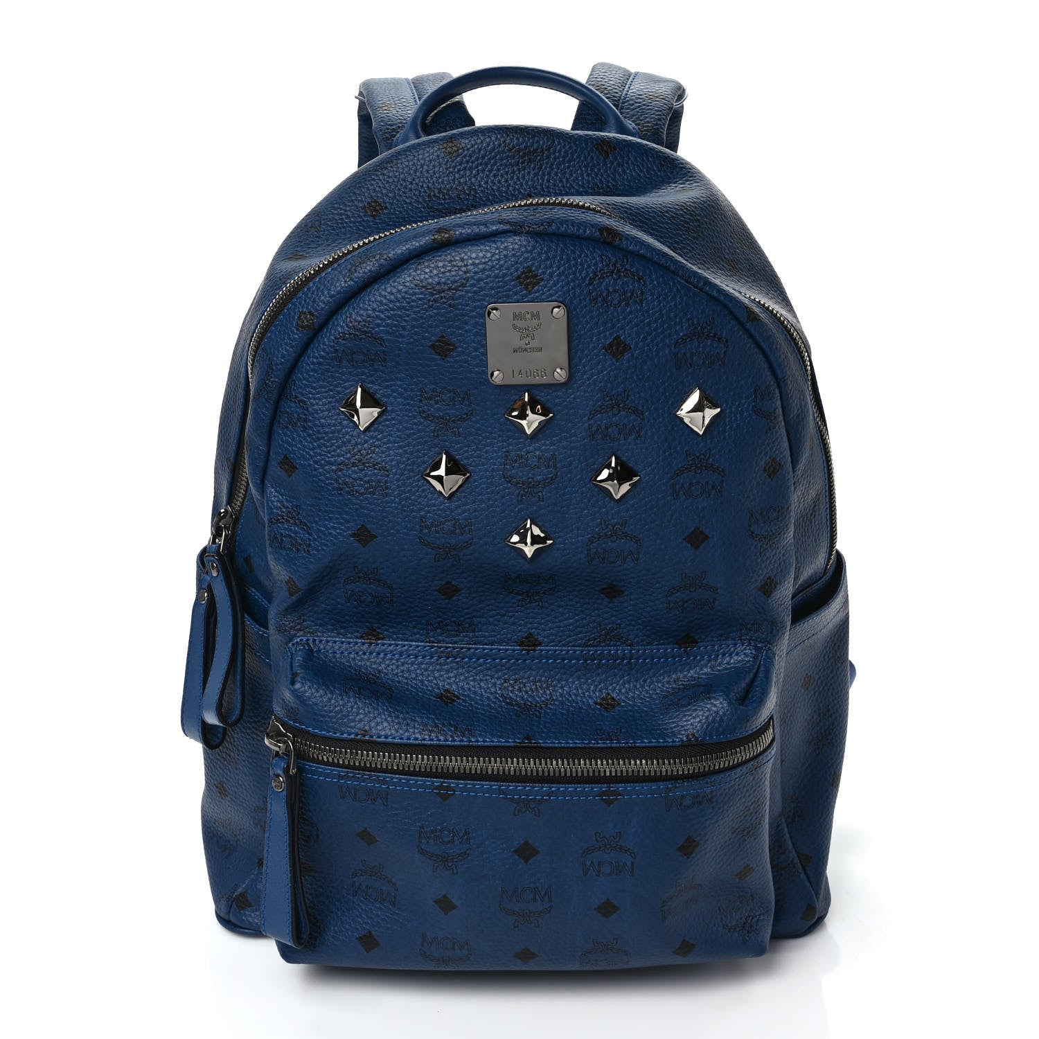 MCM Visetos Studded Medium Stark M Backpack Navy Blue 1 of 9