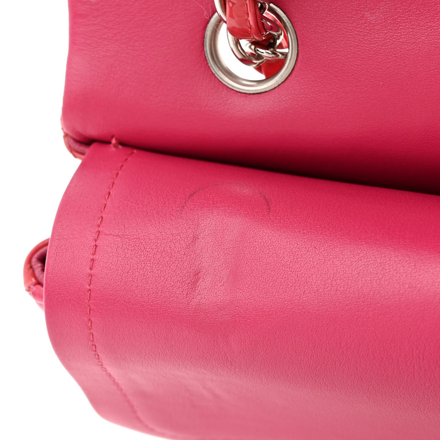 Patent Quilted Medium Double Flap Pink