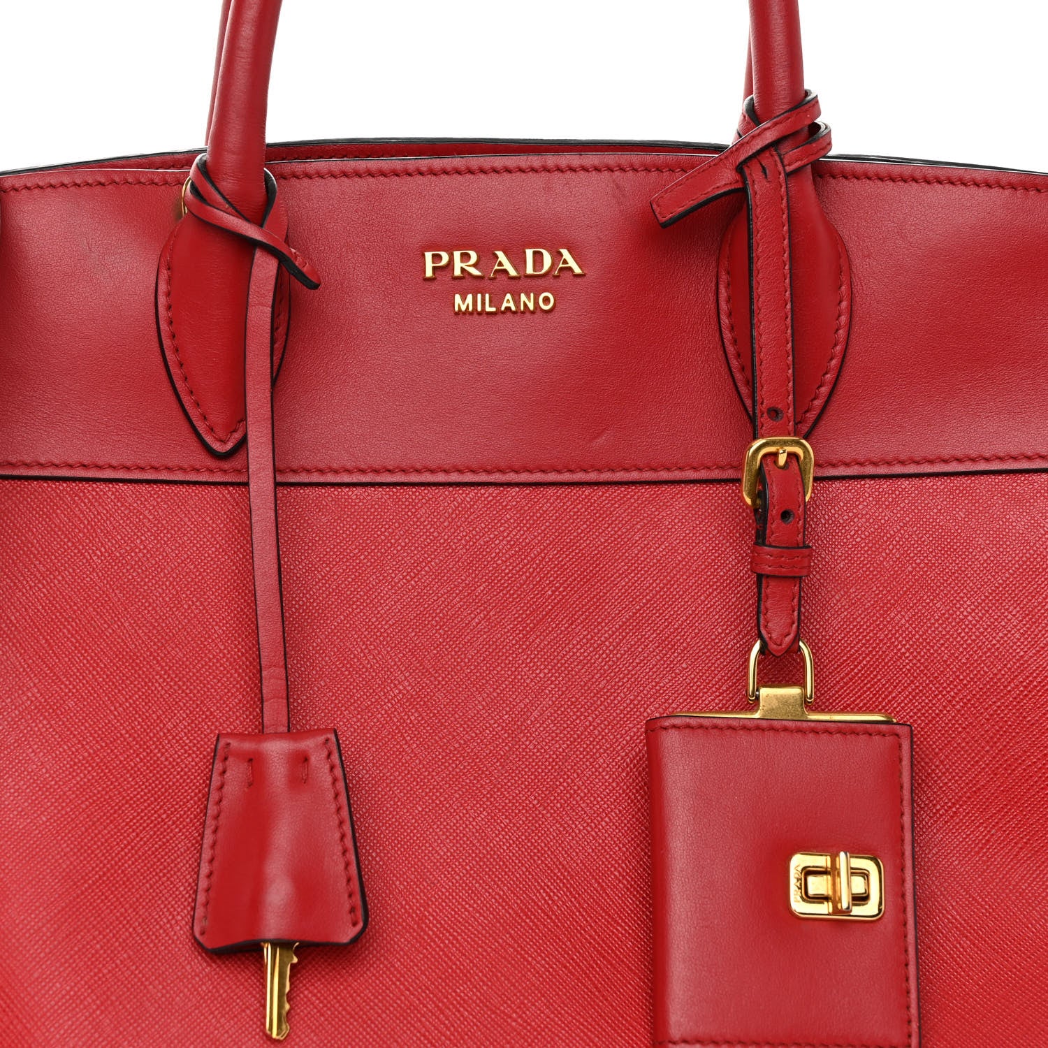 Prada Saffiano City Calfskin Medium Esplanade Rosso 7 of 11
