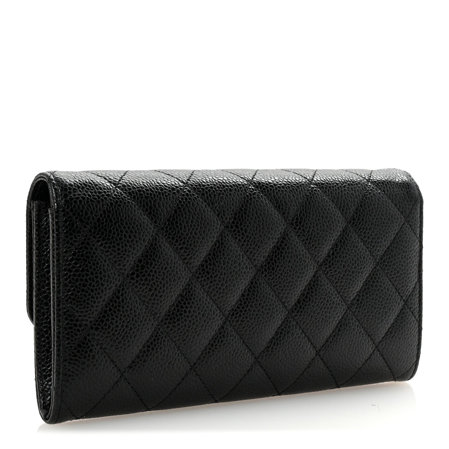 Chanel Caviar Quilted Large Gusset Flap Wallet Black 3 of 9