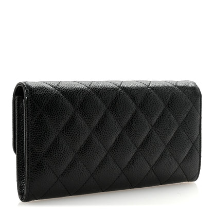 Chanel Caviar Quilted Large Gusset Flap Wallet Black 3 of 9