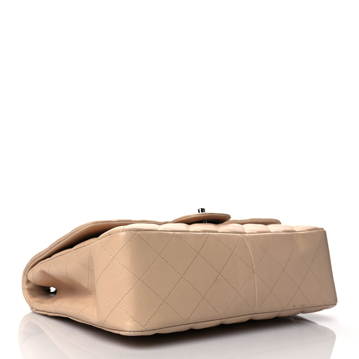 Lambskin Quilted Jumbo Single Flap Beige Clair