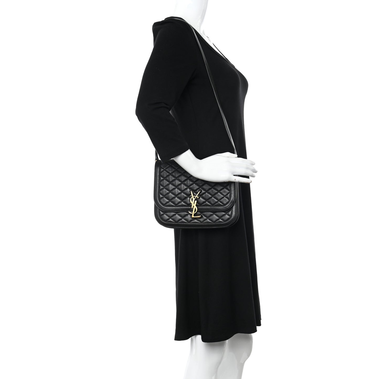 Lambskin Quilted Monogram Medium Solferino Satchel Black