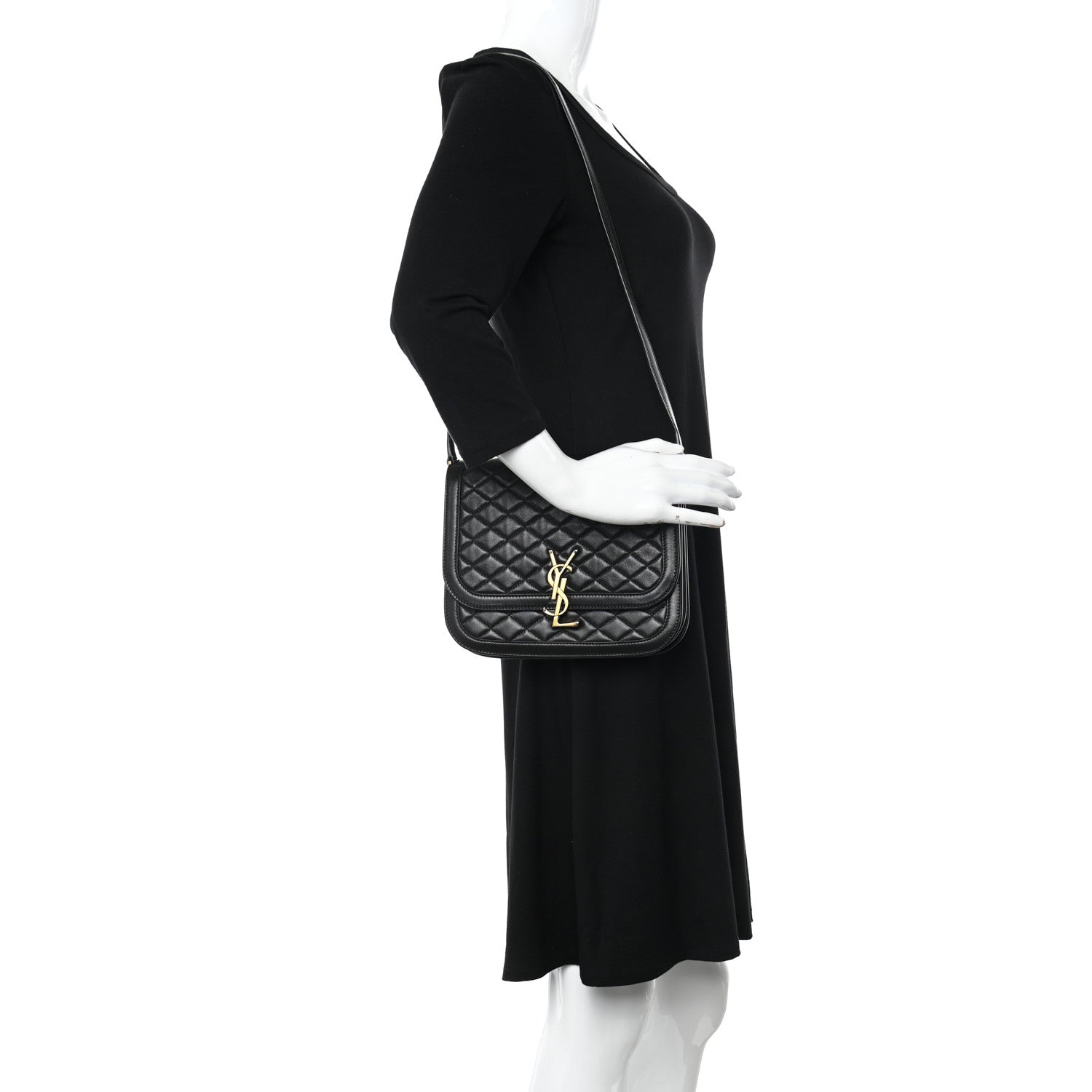 Saint Laurent Lambskin Quilted Monogram Medium Solferino Satchel Black 2 of 11