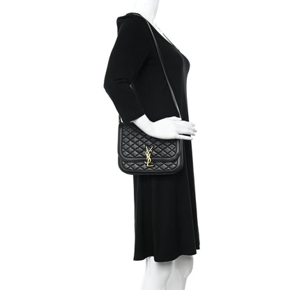 Saint Laurent Lambskin Quilted Monogram Medium Solferino Satchel Black 2 of 11