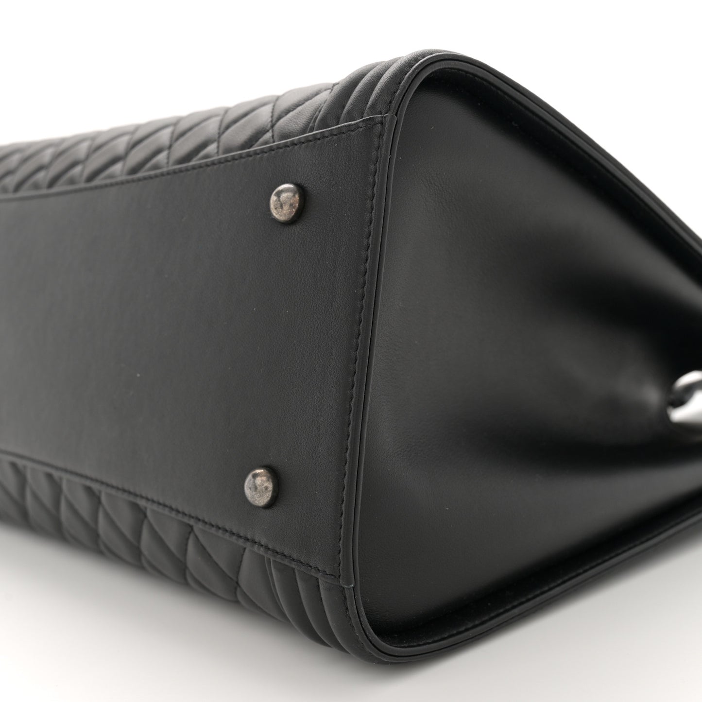 Calfskin Quilted Boy Shopping Tote Black