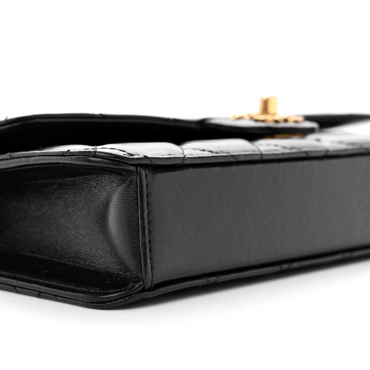 Chanel Shiny Lambskin Quilted Flap Clutch Bag Black 8 of 10