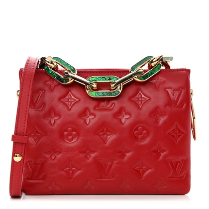 Louis Vuitton Mother of Pearl Lambskin Embossed Monogram Coussin BB Red Green 1 of 13